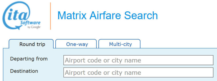 ITA Matrix search page